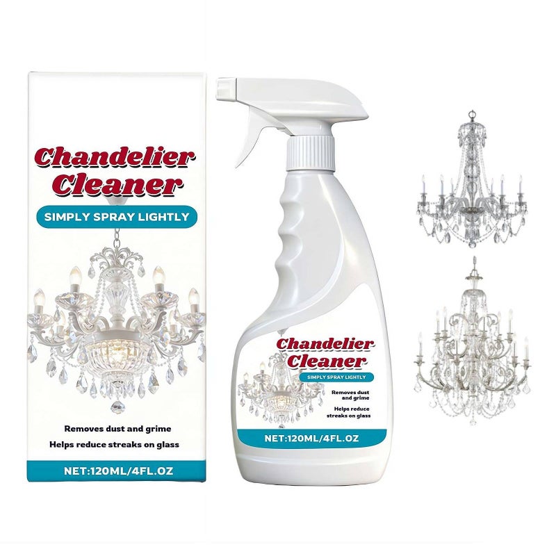 Chandelier Cleaner Spray No Wipe, Crystal Chandelier & Brass Cleaner, No-wipe Dust Remover for Crystal & Glass, Streak-free Shine for Mirrors, Metal & Plastic, 120ml, Home Cleaning - Image 1